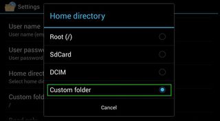 ftp server set custom folde