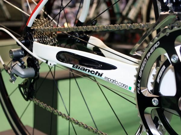Bianchi claims the chain stay ports in the D2 time trial/triathlon bike lend greater rigidity to the tube by adding surface area.