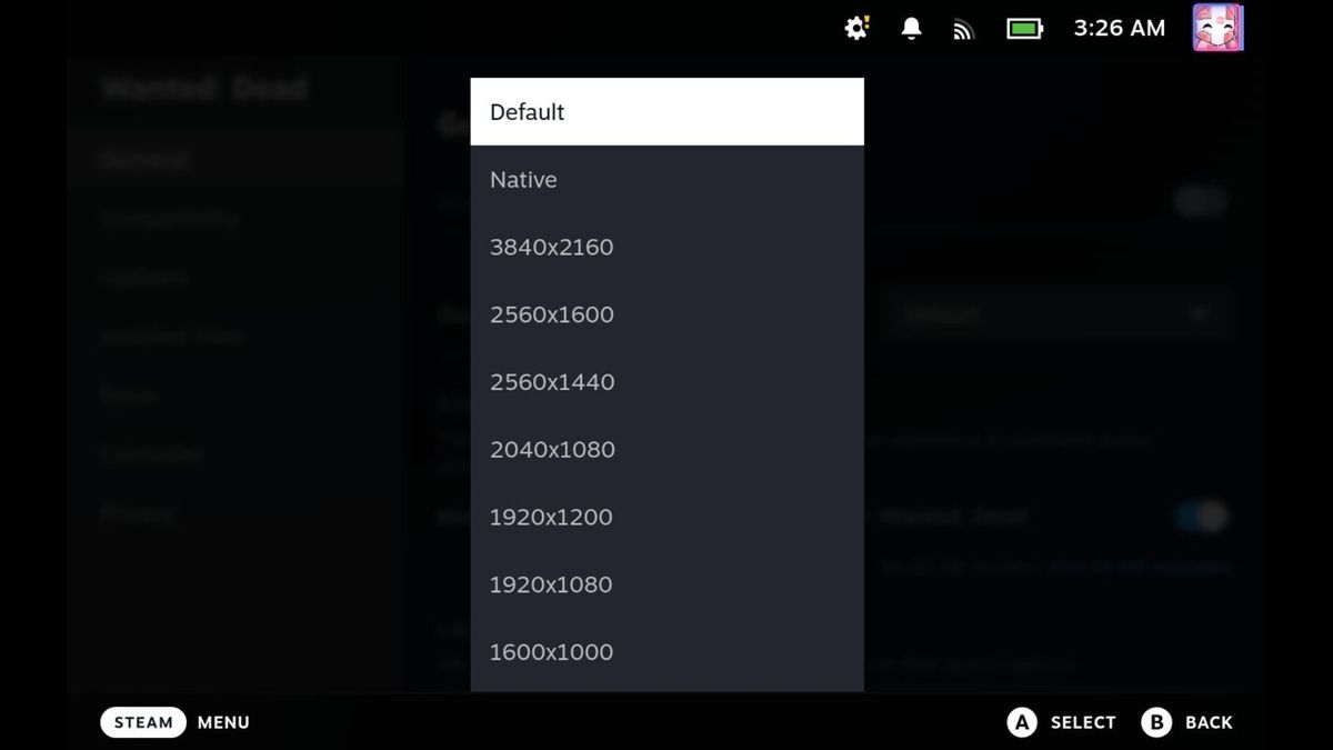 Steam Deck game resolution list