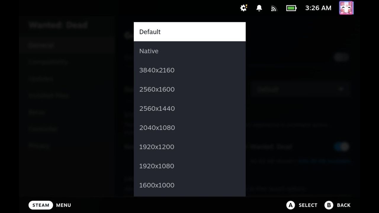 Steam Deck game resolution list