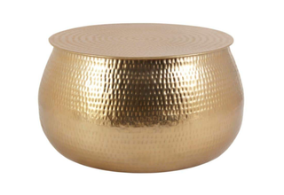 hammered gold round coffee table