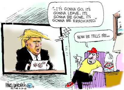Political Cartoon U.S. Trump bleach coronavirus MAGA