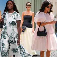 collage of women wearing summer dresses