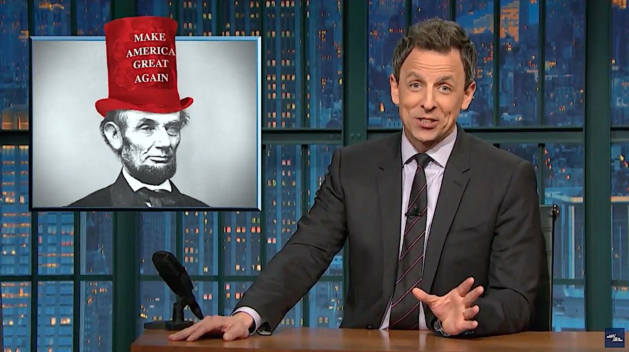 Seth Meyers is bemused that Trump thinks Abe Lincoln party affiliation was a secret