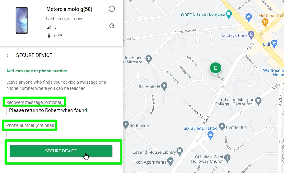 how to find lost android phone - secure device