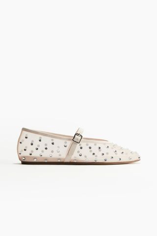 Rhinestone-Embellished Ballet Flats