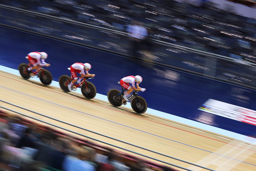 Casper Pedersen, Casper Von Folsach, Julius Johansen and Niklas Larsen of Denmark compete in the Mens Pursuit