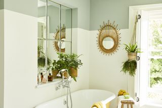 a bathroom painted in eco friendly healthy clay paint