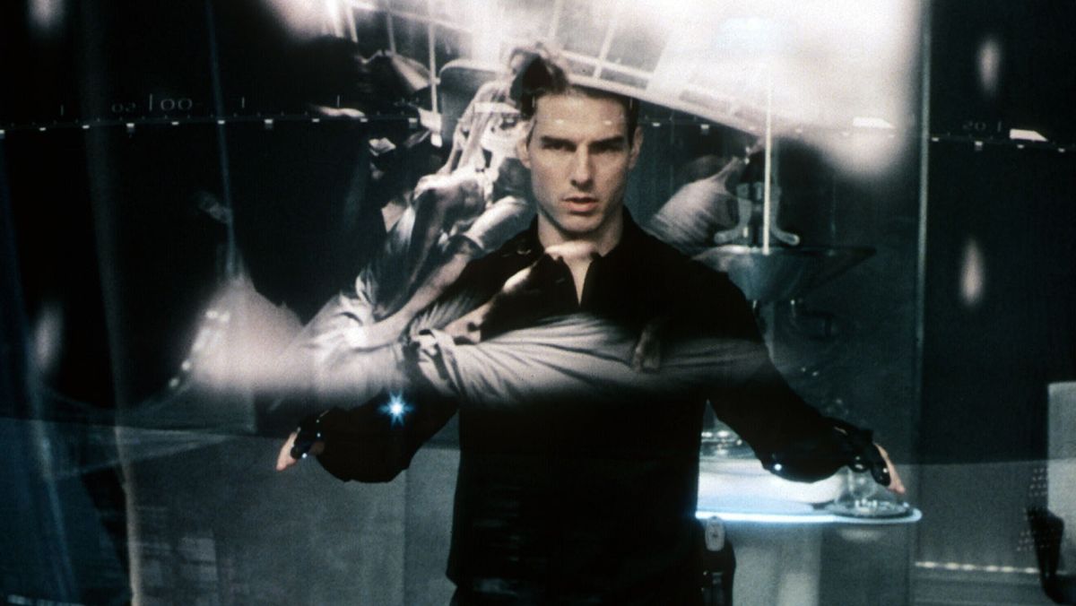 A still showing Tom Cruise in the movie Minority Report.