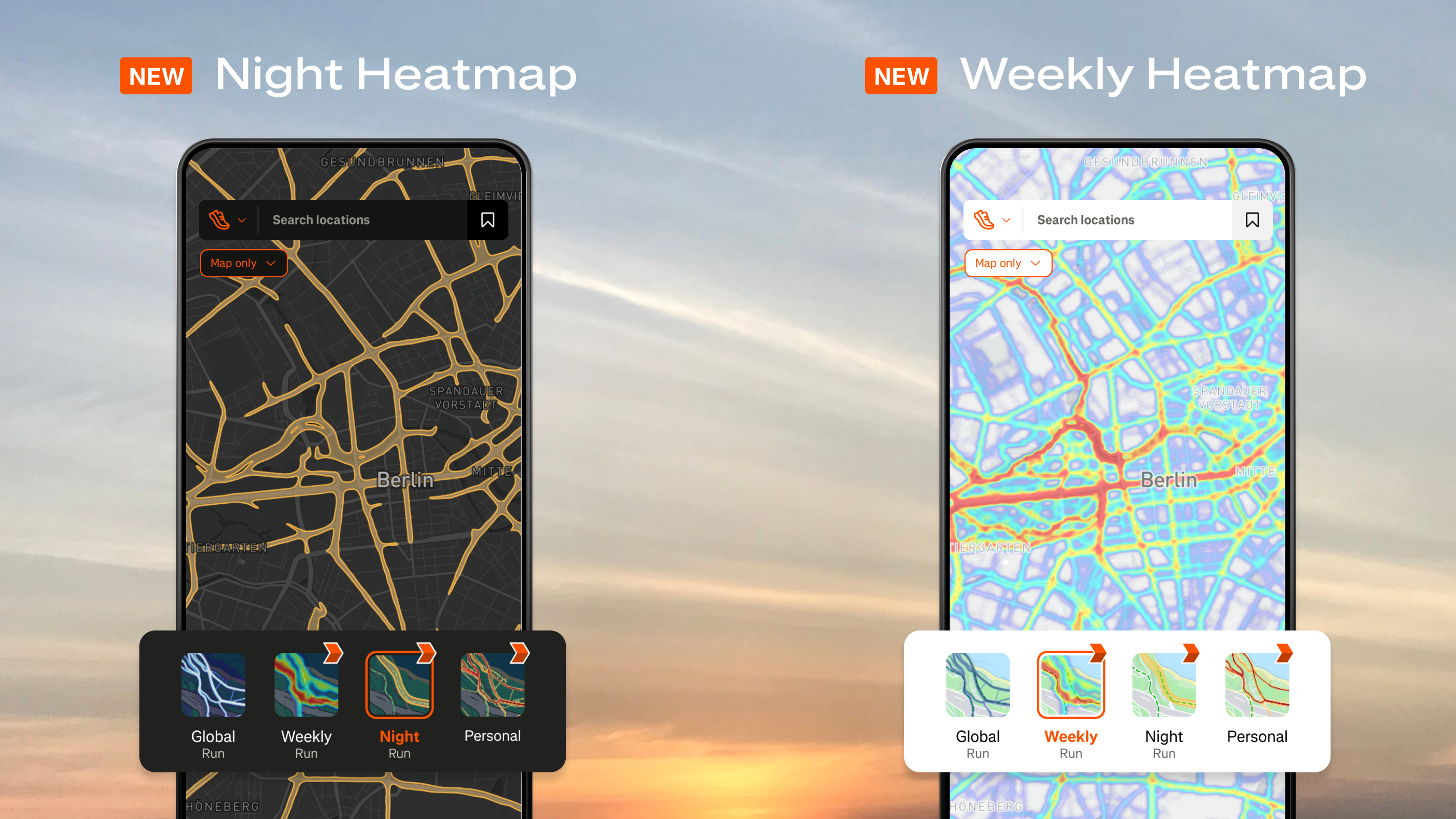 Strava night and weekly heatmaps