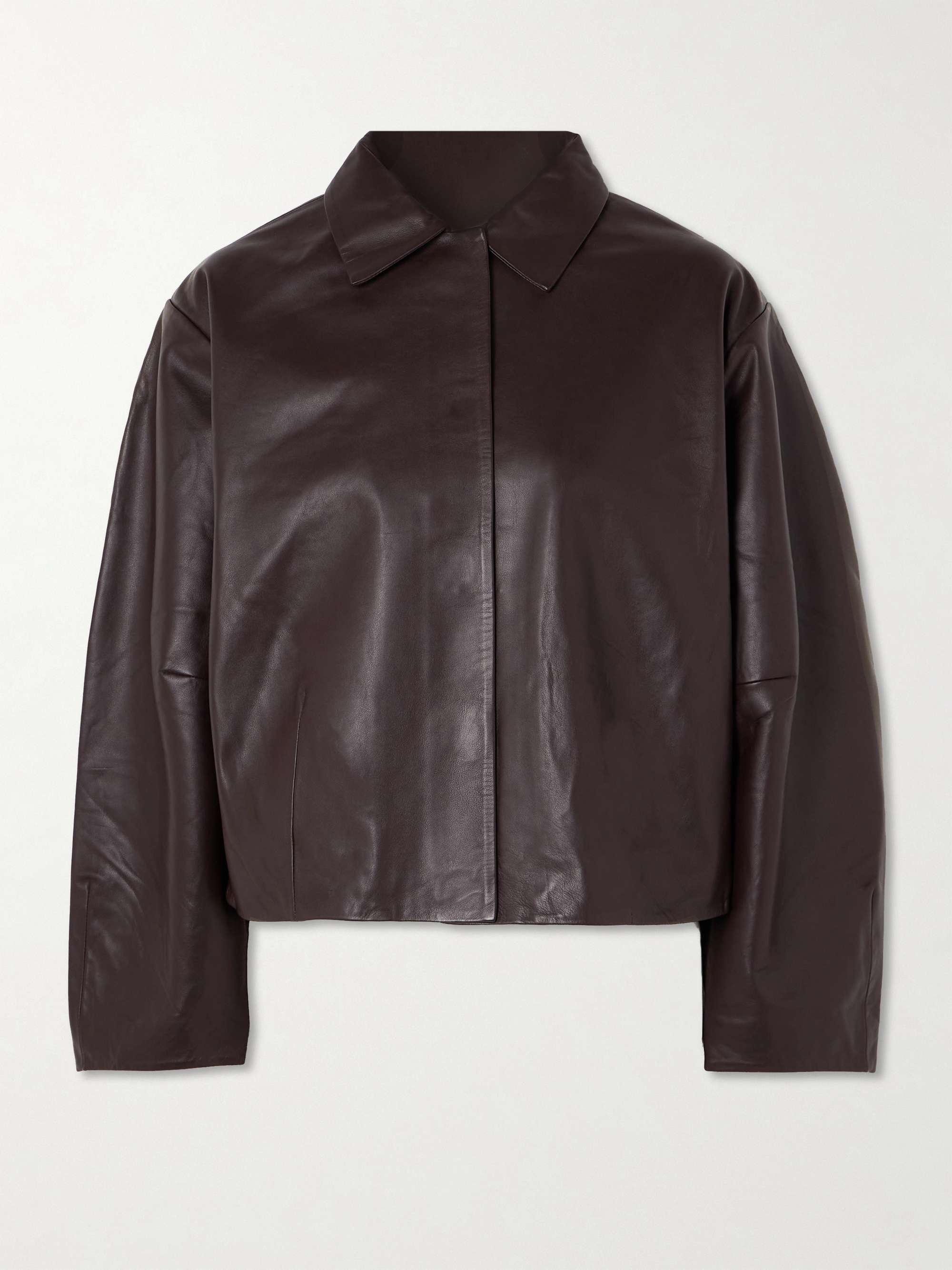 cocoon paneled leather jacket