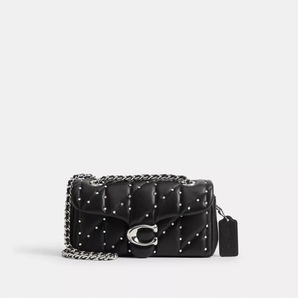Tabby Shoulder Bag 20 With Pillow Quilting and Crystal Rivets