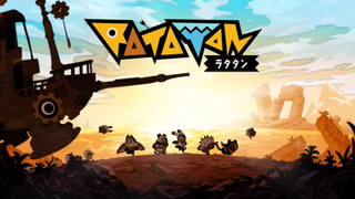 Screenshot from Ratatan's early access trailer, showing some fantasy critters walking against a sunset backdrop while a big airship follows them from behind.