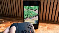 A retro shooting game played on Switch 2