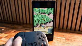 A retro shooting game played on Switch 2