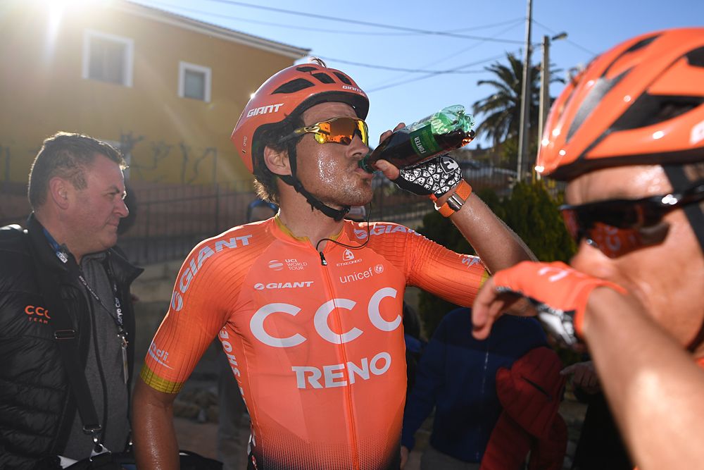Greg Van Avermaet (CCC) takes a drink after winning stage 3 at Volta a la Comunitat Valenciana