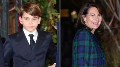 A composite of a picture of Prince Louis and a picture of Carole Middleton as they arrive to attend the Together at Christmas service 2025