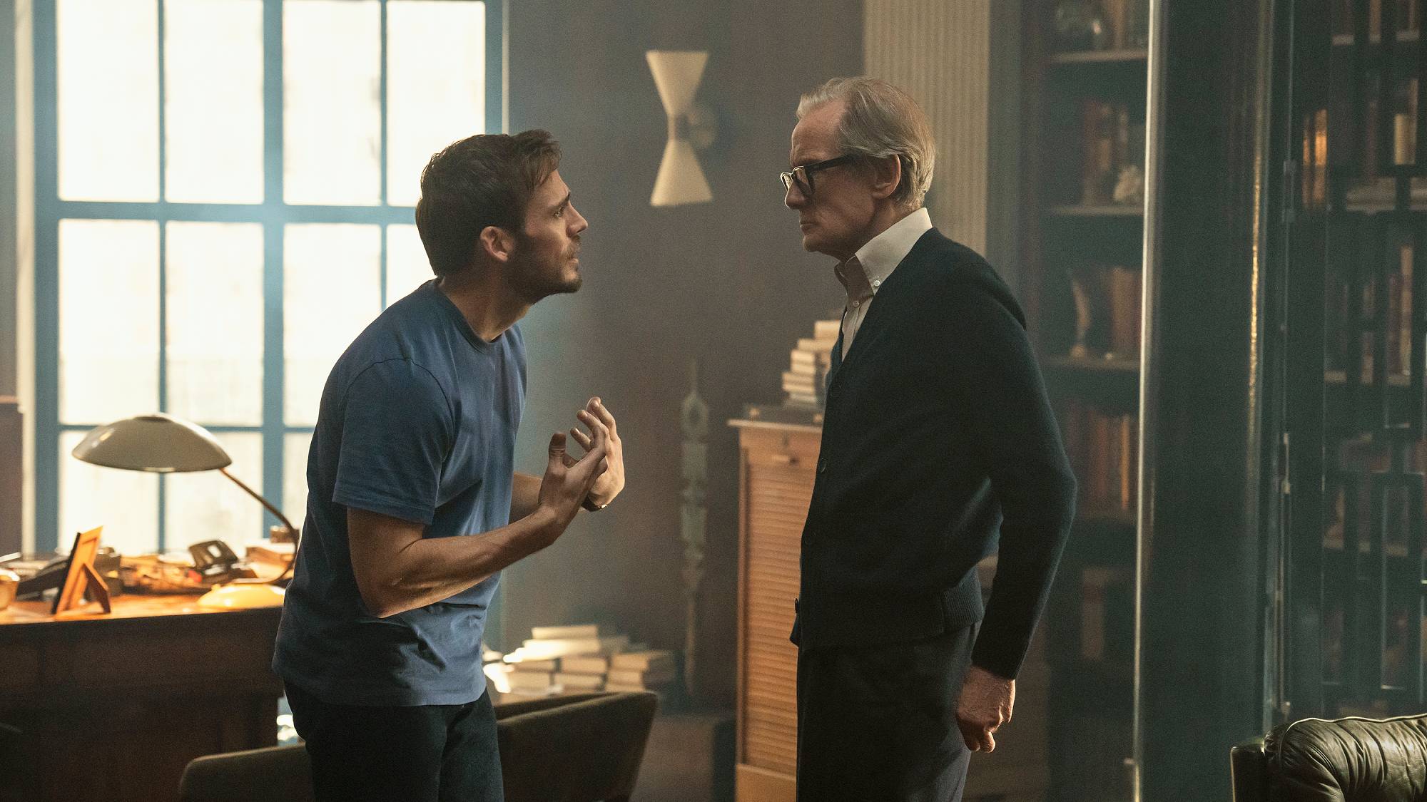 Sam Claflin and Bill Nighy in &quot;Lazarus&quot; TV show on Prime Video