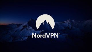 NordVPN logo on top of a mountain range