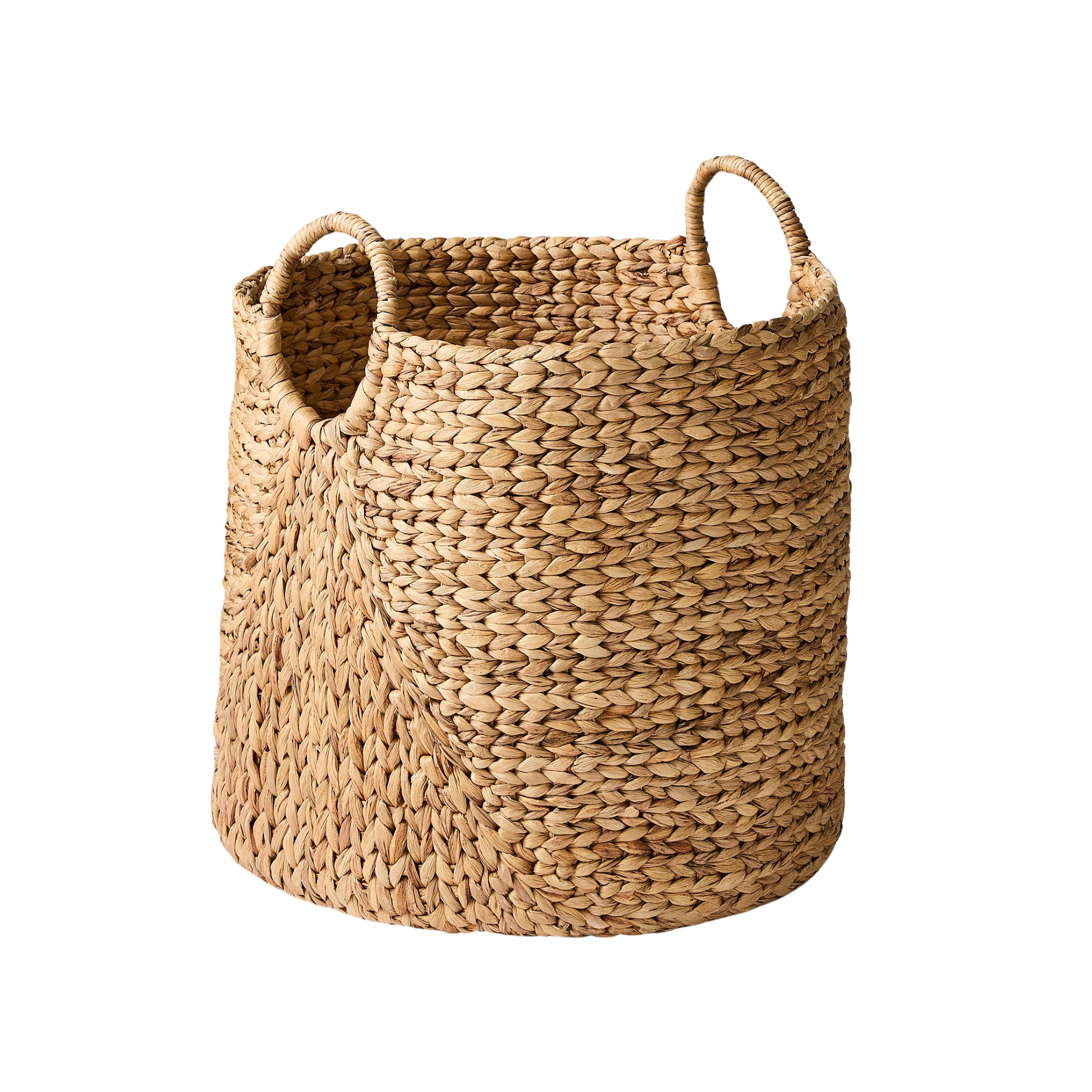 a woven basket with handles