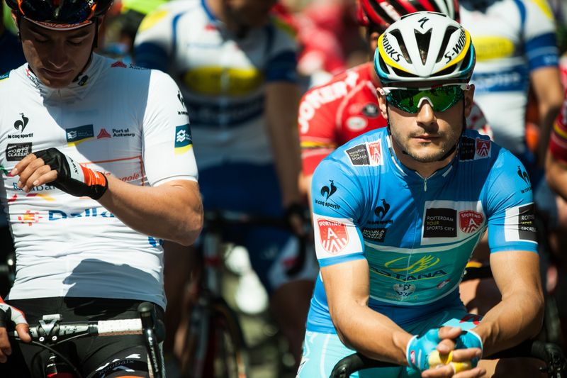 Andrea Guardini (Astana) wearing the leader's jersey