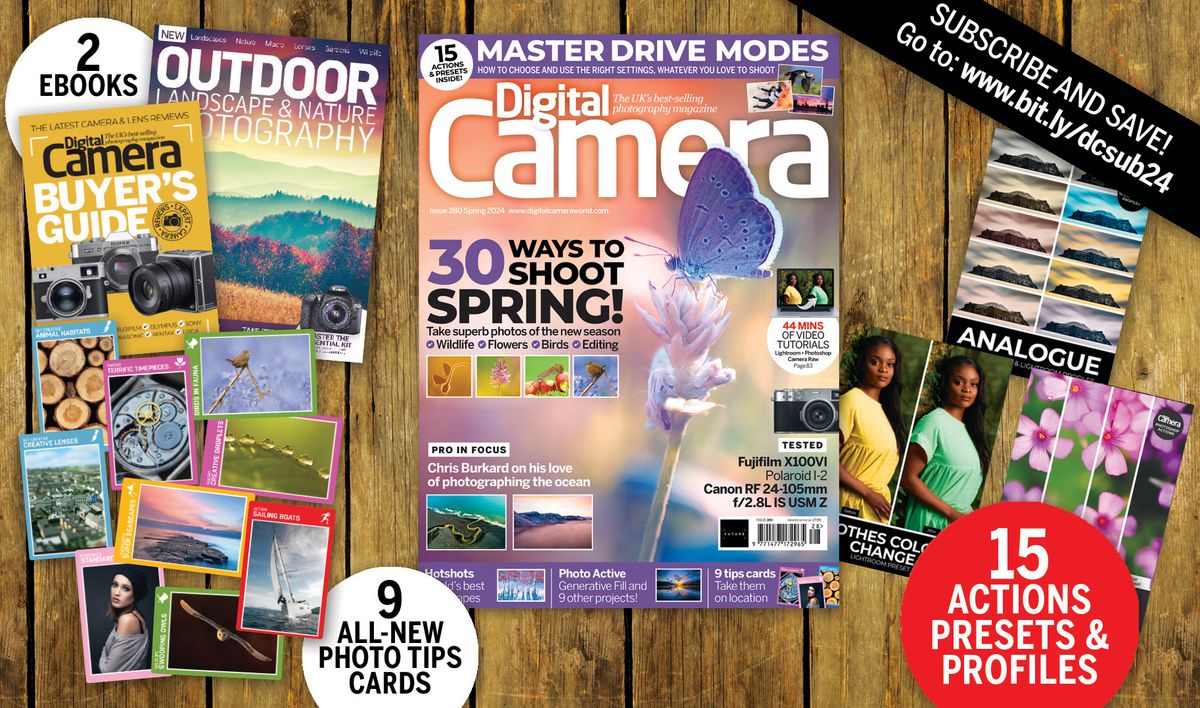 Photo montage of the 15 bonus gifts bundled with the Spring 2024 issue of Digital Camera