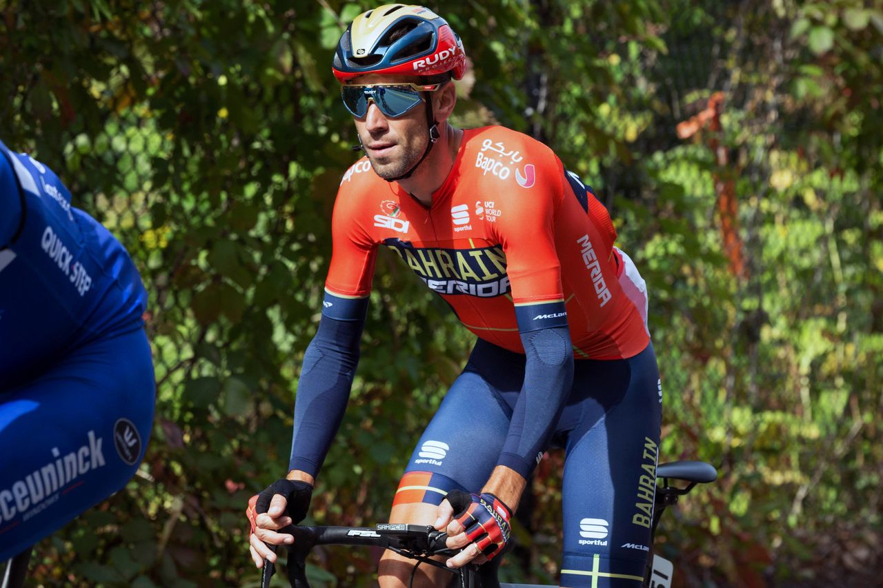Bahrain-Merida&rsquo;s Vincenzo Nibali at the 2019 GP Cycliste de Montr&eacute;al in Canada