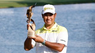 Hideki Matsuyama with the FedEx St. Jude Championship trophy