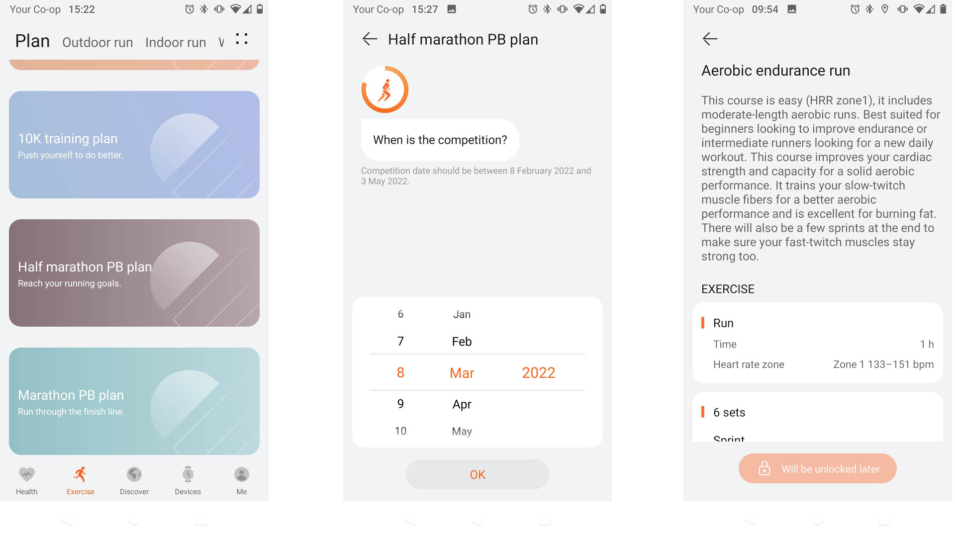 Huawei Health app screengrabs