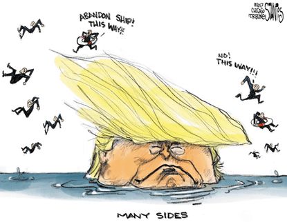 Political cartoon U.S. Trump business council both sides Charlottesville