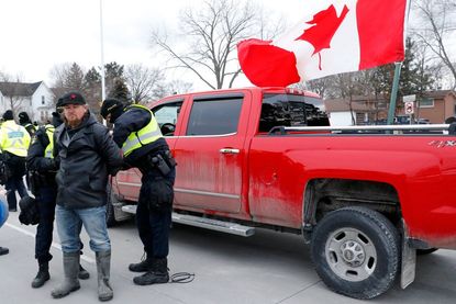 Protester arrested at Ambassador Bridge