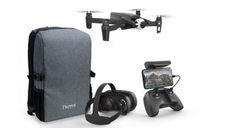 The full Parrot Anafi FPV kit with drone, goggles, controller and case