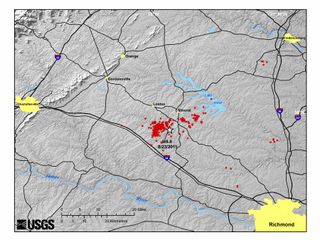 Virginia earthquake epicenter and aftershocks
