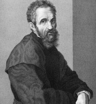 Michelangelo (1475-1564). Engraved by G.P.Lorenzi and published in Uffizi Gallery of Florence engraving collection, Italy, 1841.
