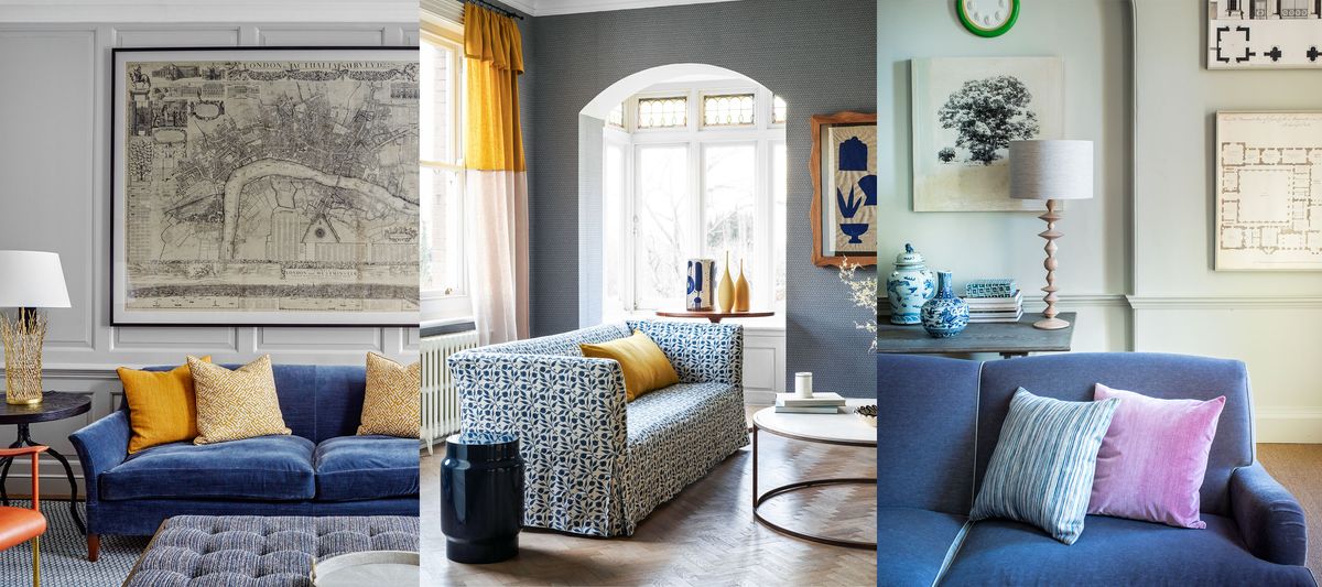 Blue Couch Living Room Ideas 10 Ways, What Color Rug Goes With Dark Blue Couch