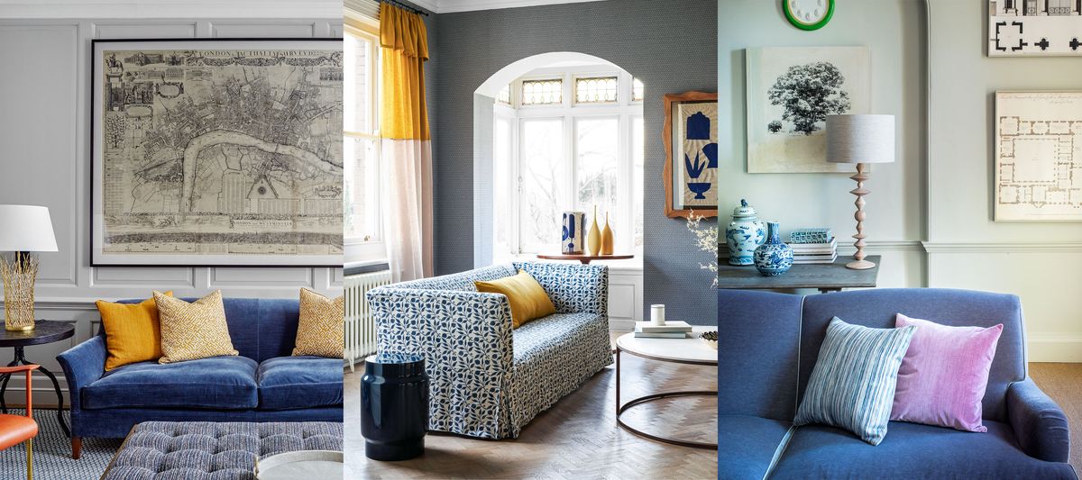 Blue sofa cushion discount ideas