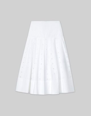 Organic Cotton Poplin Hand-Cut Block Eyelet Skirt