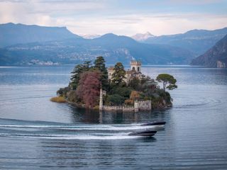 Riva Iseo Super and the Island of Loreto, Lake Iseo, Italy