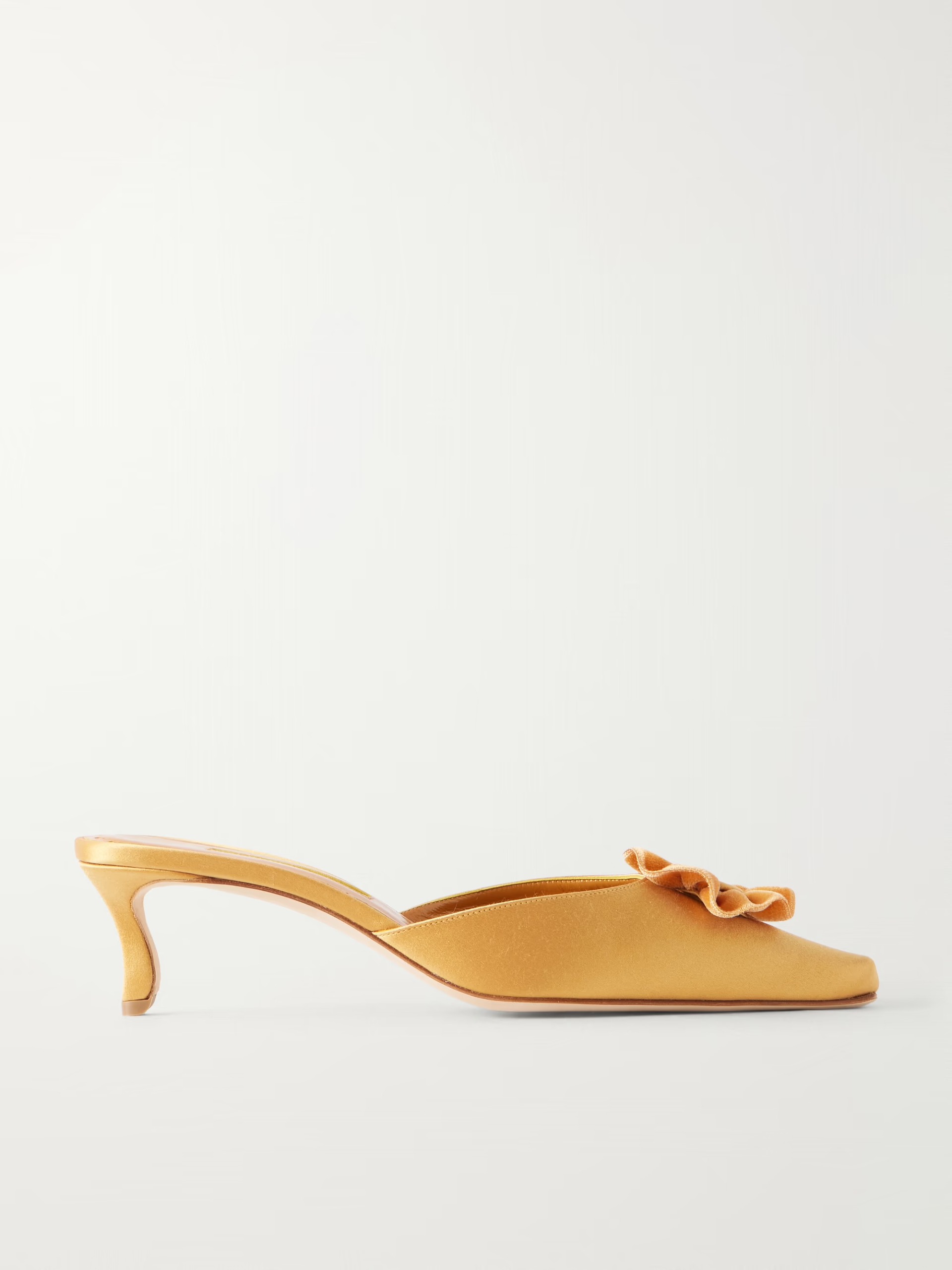 Manolo Blahnik, Caulon 50 velvet-trimmed satin pumps