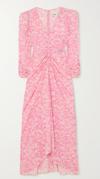 ISABEL MARANT Ruched floral-print stretch-silk crepe dress, £1000 ($1246) NET-A-PORTER