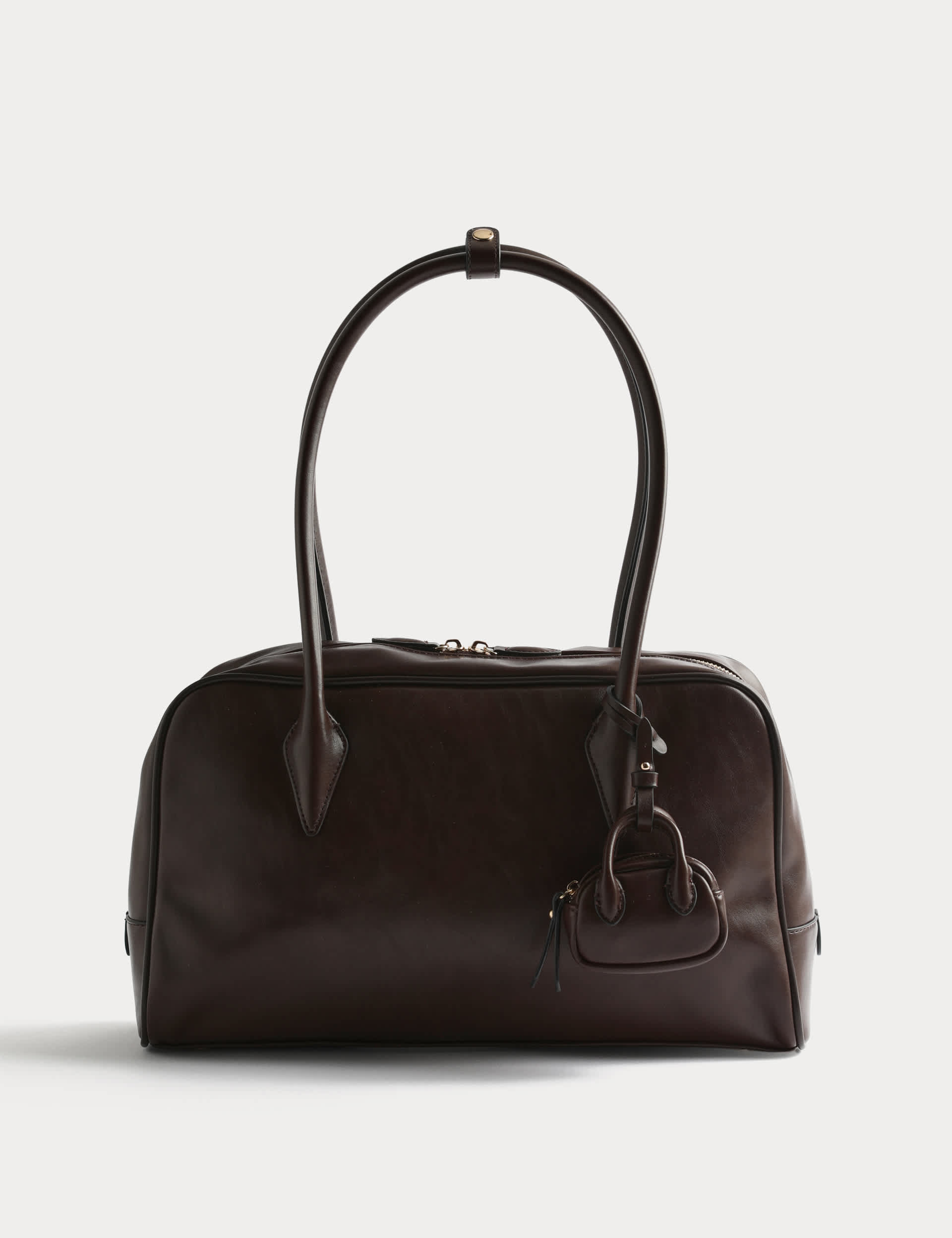 Faux Leather Bowler Bag