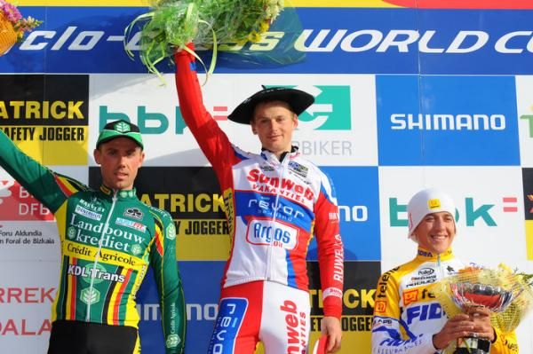 The Igorre podium: Sven Nys, Kevin Pauwels and Tom Meeusen
