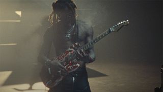 Lil Wayne playing an EVH Frankenstein