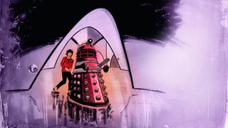 Artwork of Susan and a Dalek inside the Dalek city. 