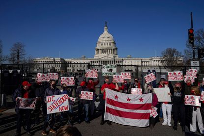 Residents of the District of Columbia rally for statehood near the U.S. Capitol on March 22, 2021 in Washington, DC