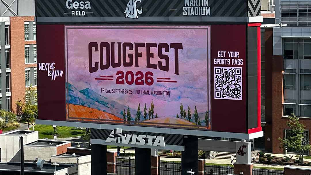 A new Daktronics videoboard dons Cougfest 2026 details. 