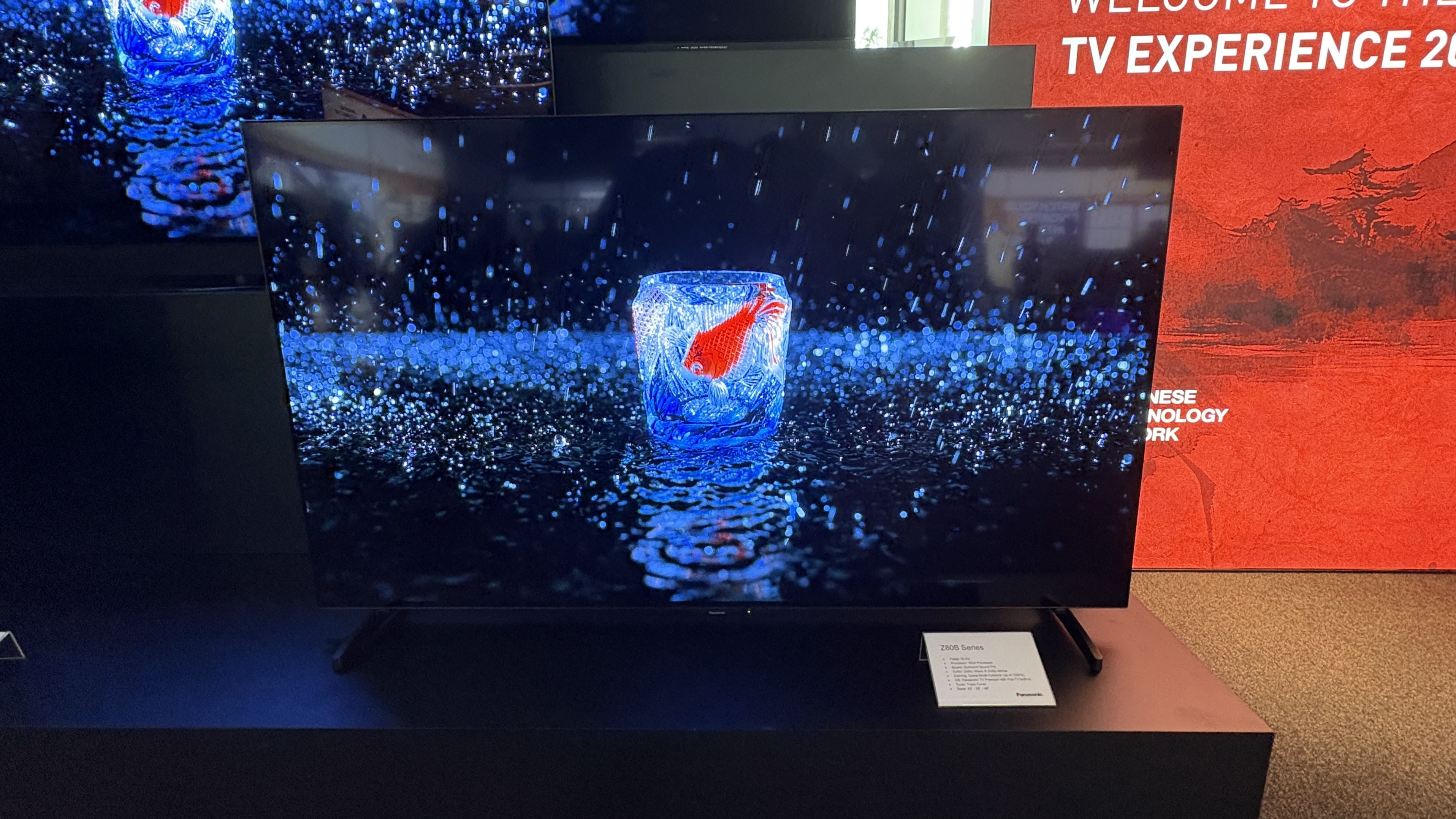 Panasonic Z80A TV on a black stand