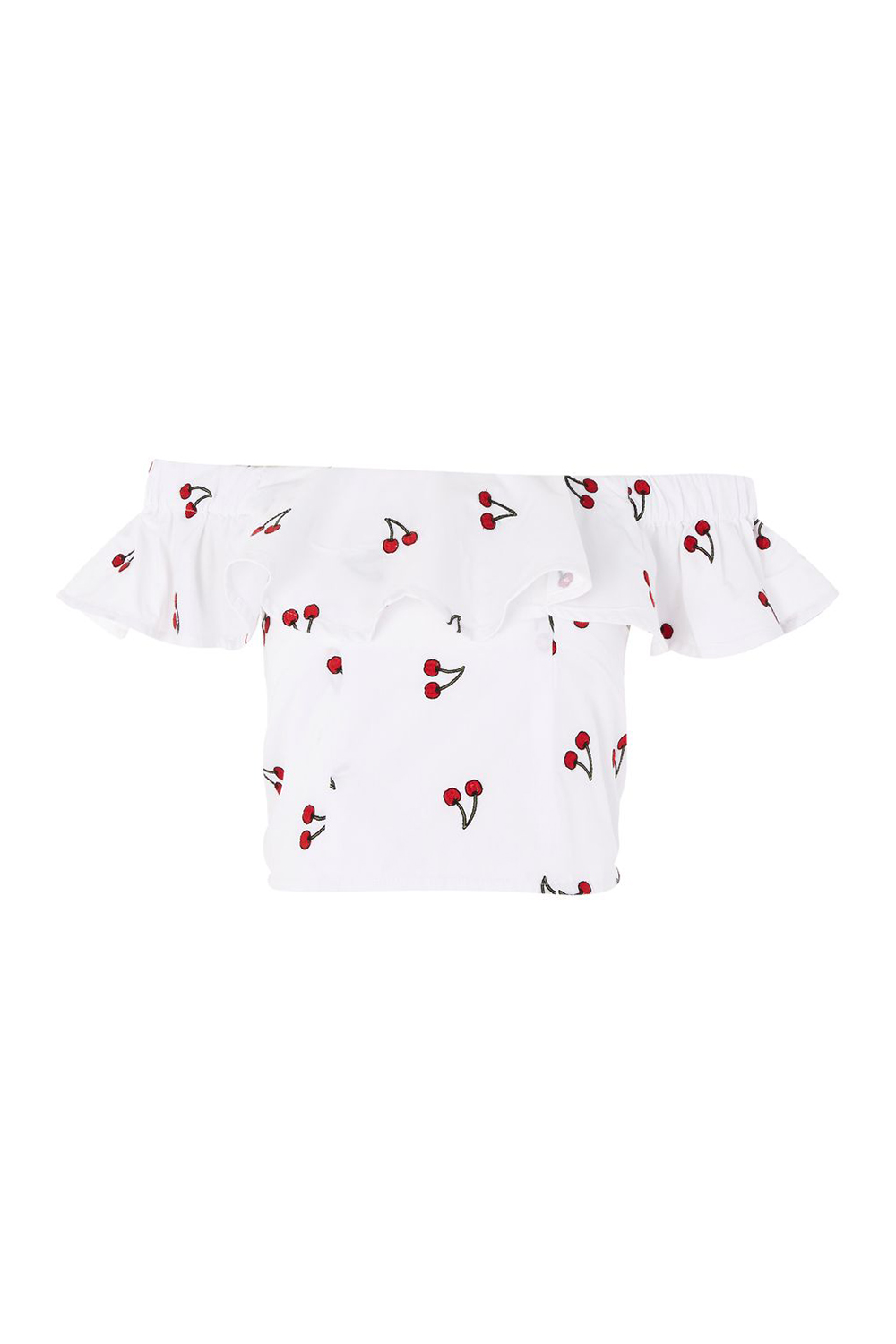 Embroidered Cherry Bardot Top