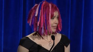 Lana Wachowski speaking during event