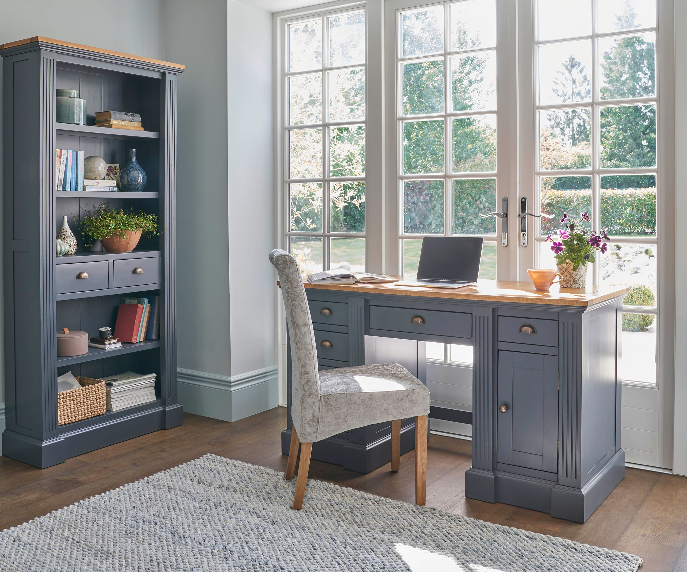 home office with French doors